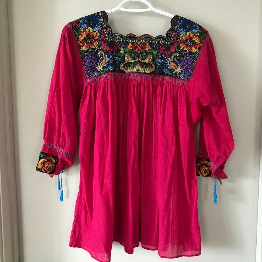 Handmade Mexican Colorful Boho Tunic Blouse